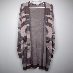 Jodifl grey camo long open cardigan-2X